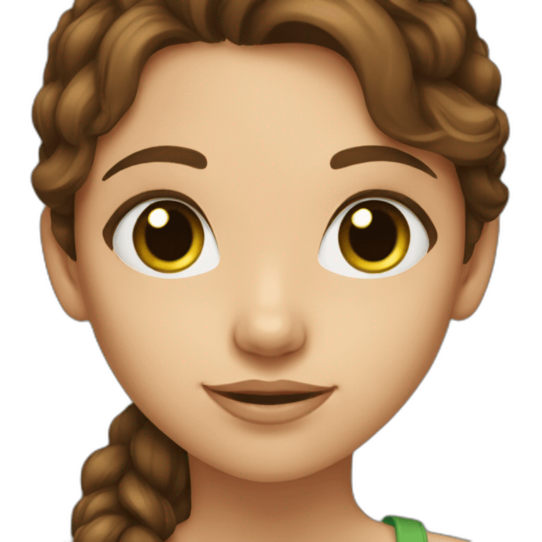 girl with brown hair and brown-green eyes emoji