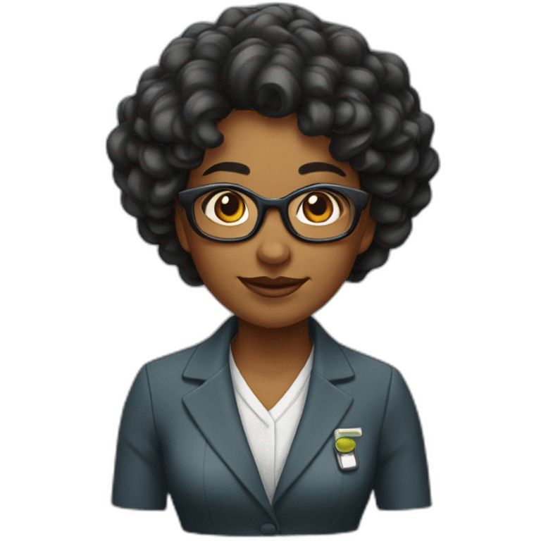 profesora pelo rizado negro emoji