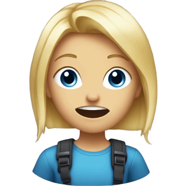 Girl yelling blue eyed blond hair emoji