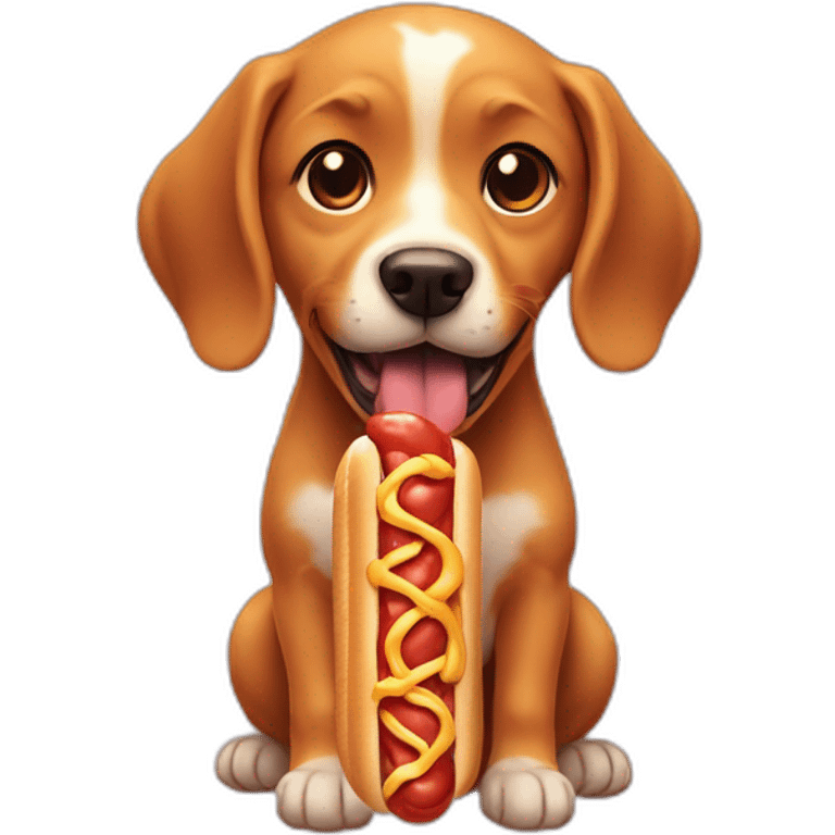 cute-dog-eating-hotdog emoji