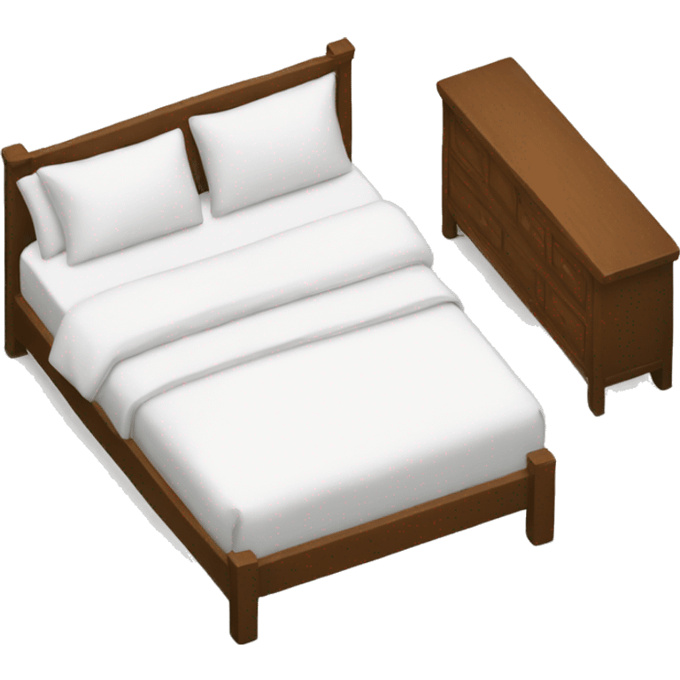 Top view of brown bed with white sheets emoji