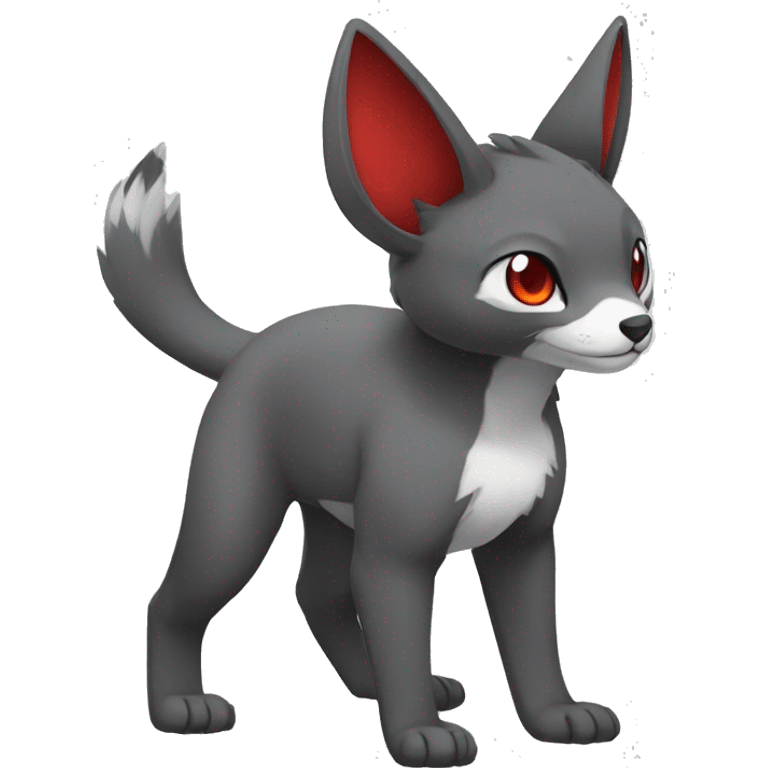 Cute cool black red white grey animal hybrid Fakemon full body emoji