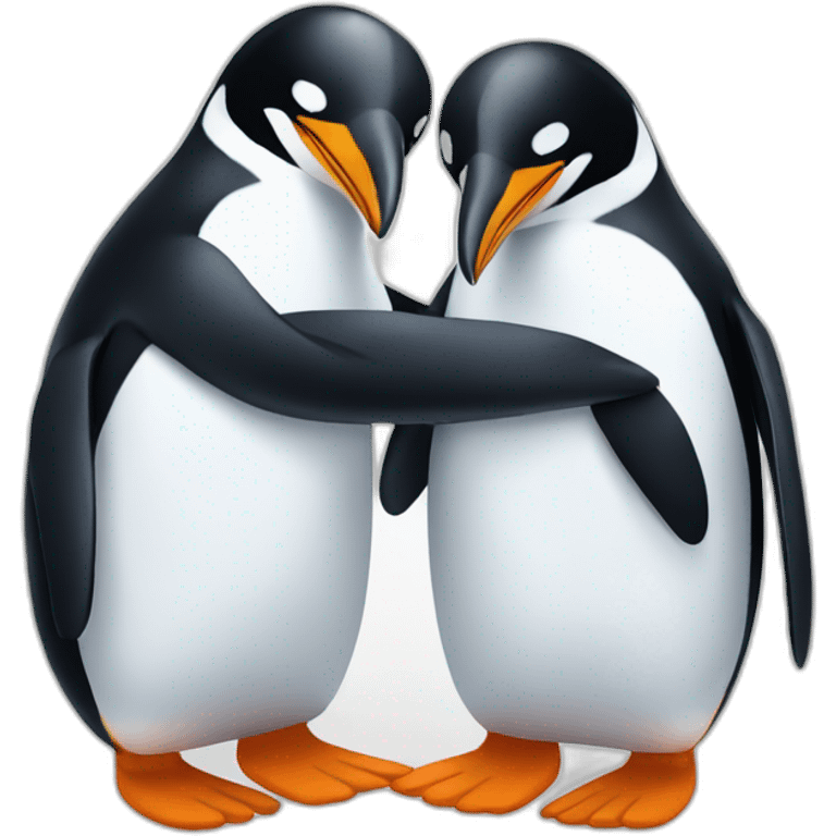 two penguins hugging and holding socks emoji