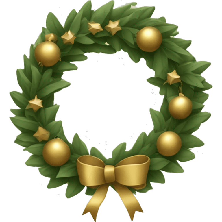 Khaki green and golden Christmas wreath emoji