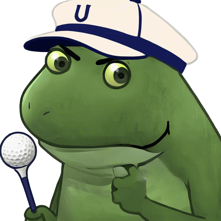 Bufo at work thinking of golf emoji