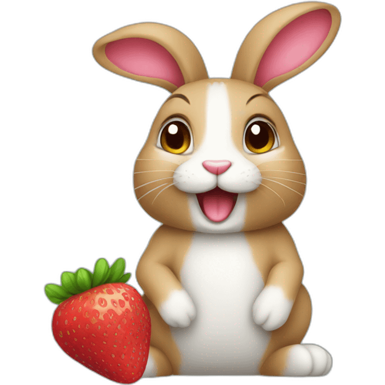 Bunny with strawberry emoji