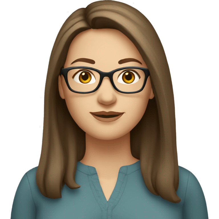 Caucasian-Mum-woman-long-straight-brown-hair-wearing-glasses-plus-size emoji