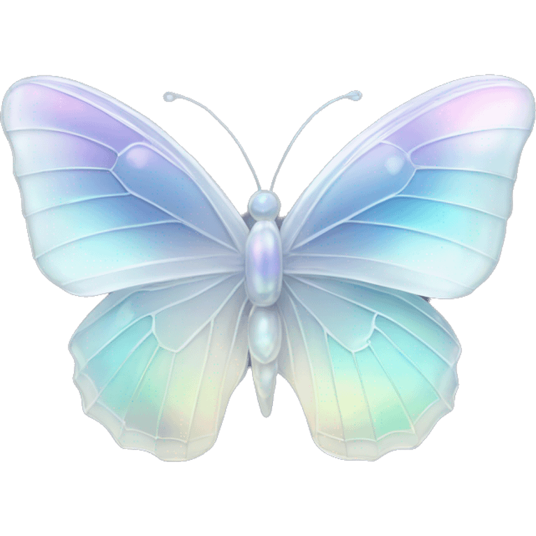 Pastel white iridescent glass crystal butterfly emoji