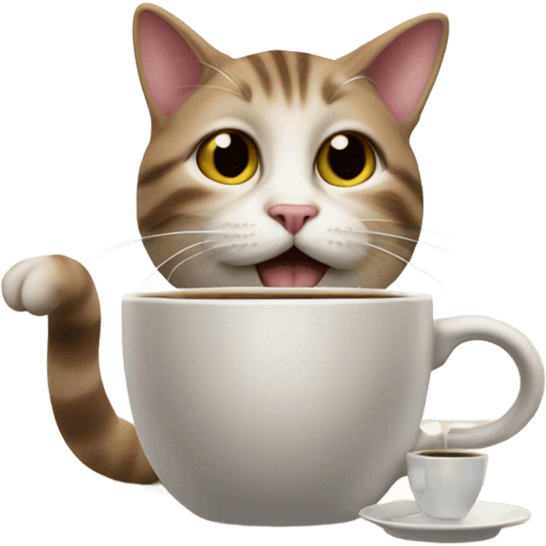 Cat drinking coffee emoji