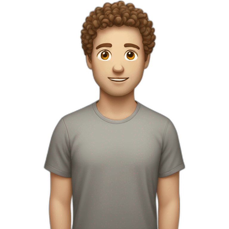 white guy with brown curly hair on top and normal hair on sides emoji