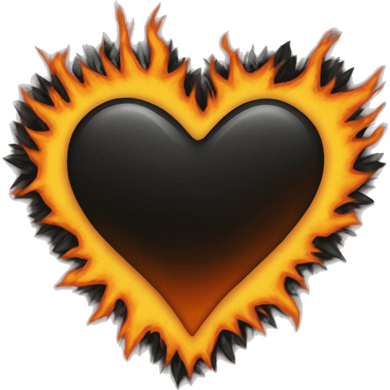 heart half orange half black fire emoji