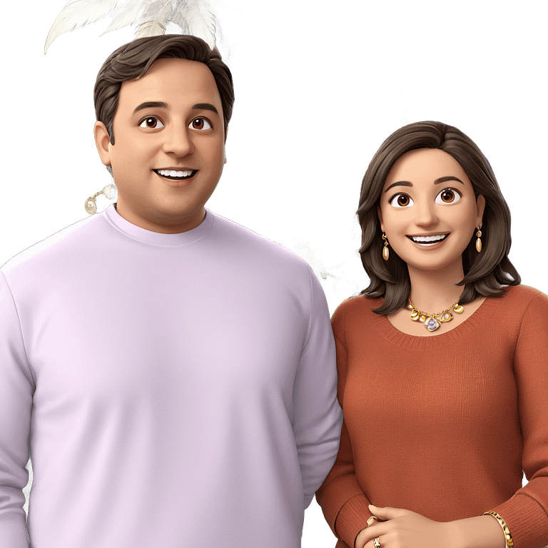 smiling couple with jewelry emoji