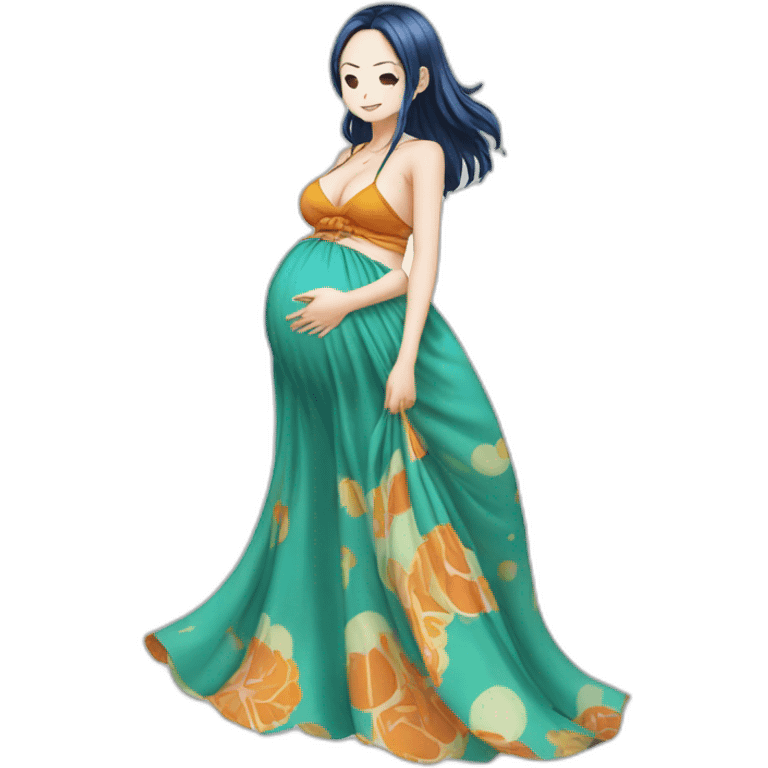 Pregnant nami on one piece in wano dress emoji