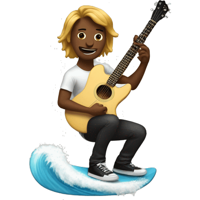 Me surfing on a guitar emoji