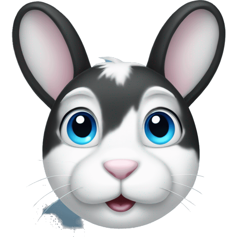 Black and white bunny with blue eyes  emoji