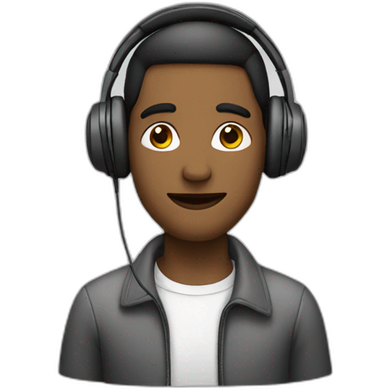 a man, with headphones emoji