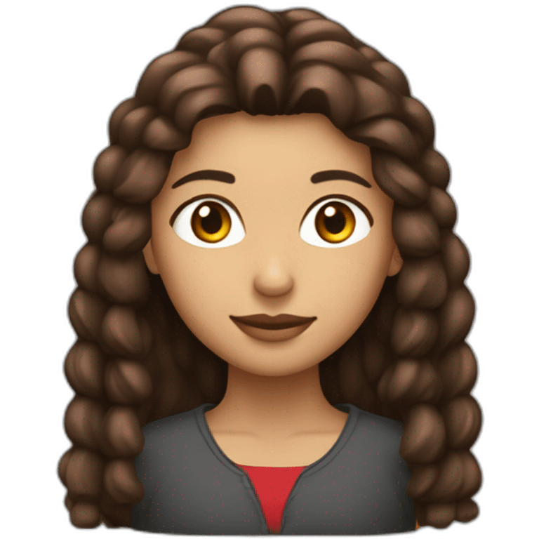 Jovencita de pelo largo y castaño oscuro con mechón rojo emoji