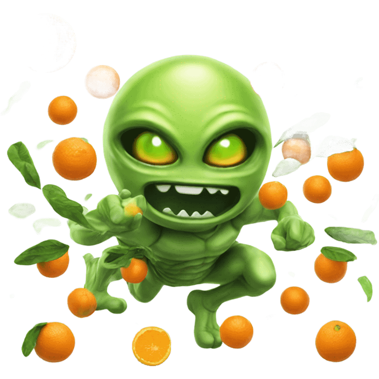 aliens fighting oranges emoji