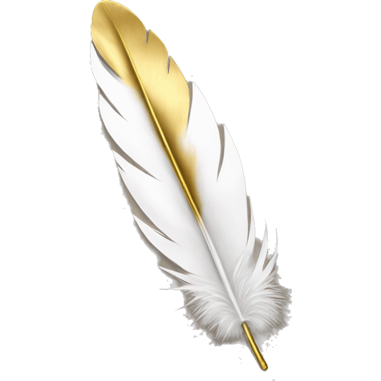 White feather with gold top tip emoji