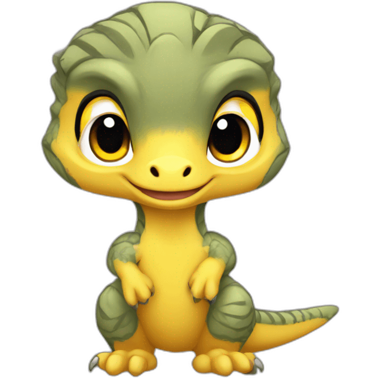 cute yellow velociraptor anime chibi emoji