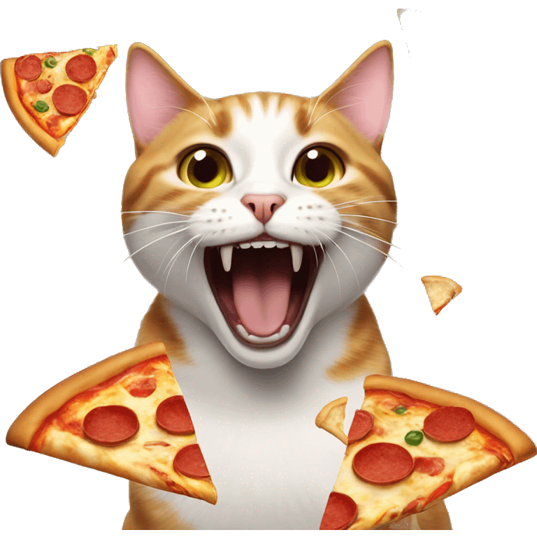 cat with pizza screaming emoji