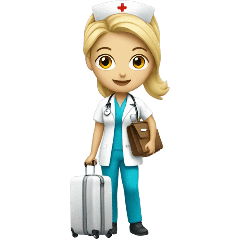 blonde nurse with suitcase emoji