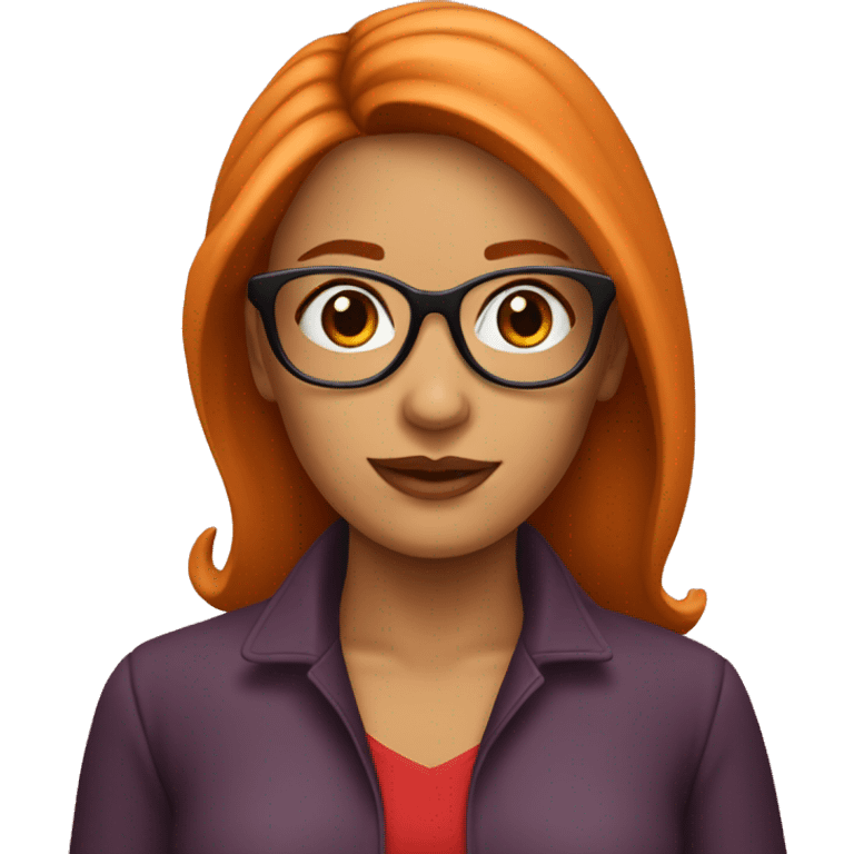 Mujer de cabello rojo y lentes emoji