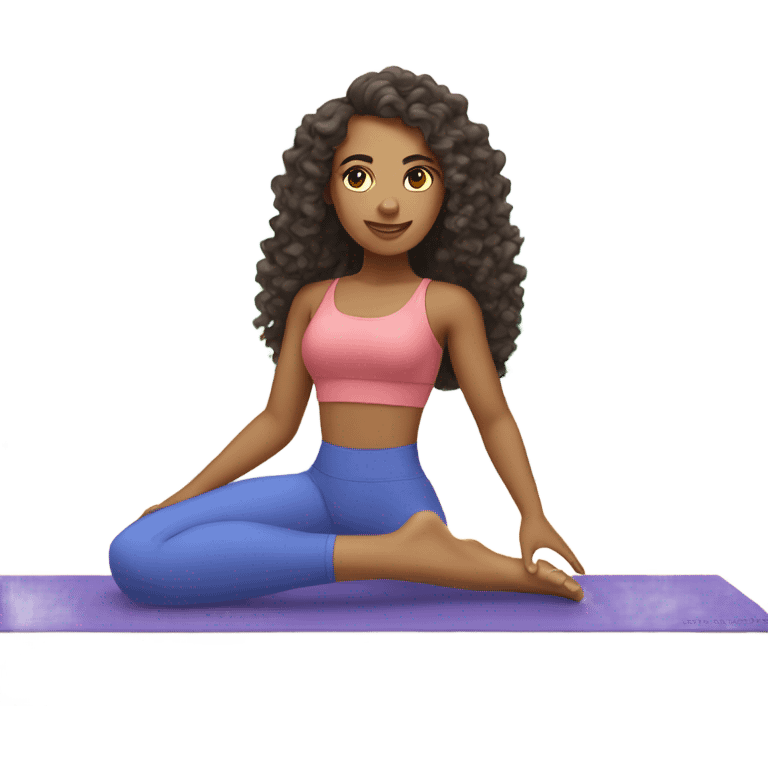 a gorgeous mixed girl with long curly hair doing pilates  emoji