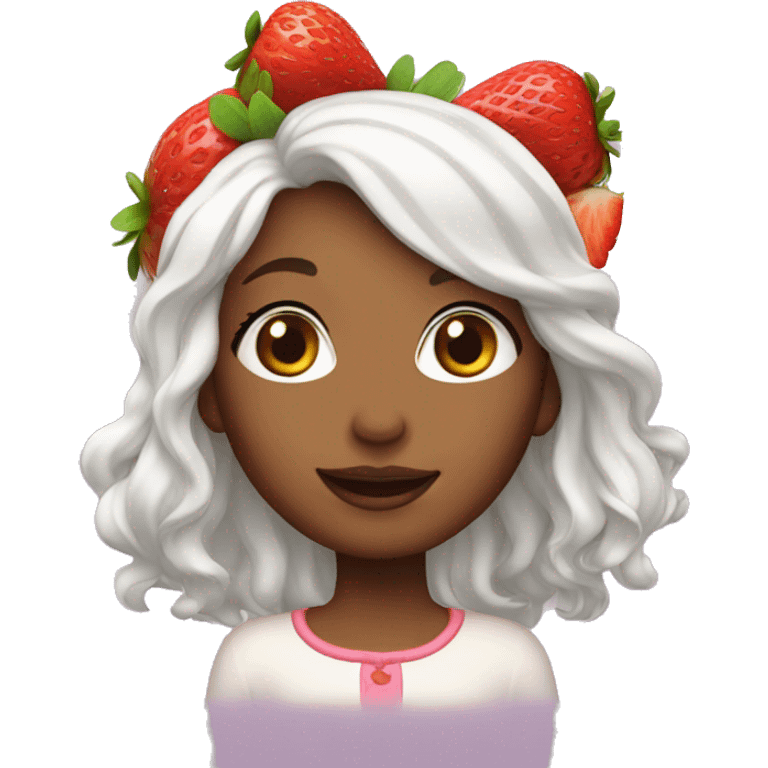 strawberry cake girl with white hair emoji