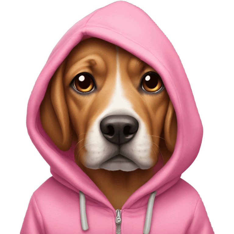 Dog wearing a pink hoodie emoji