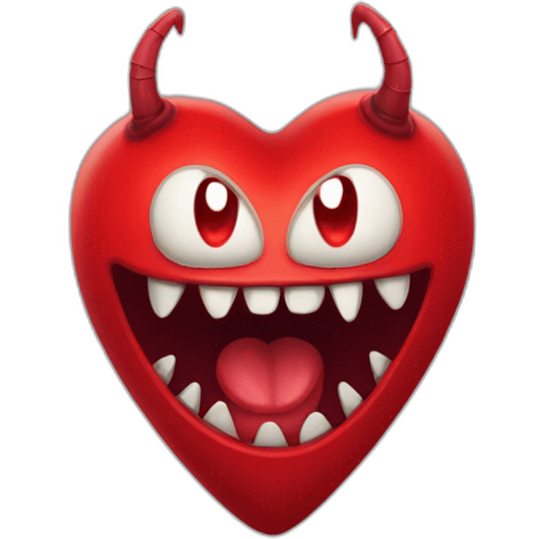 Red heart with scary monster mouth emoji