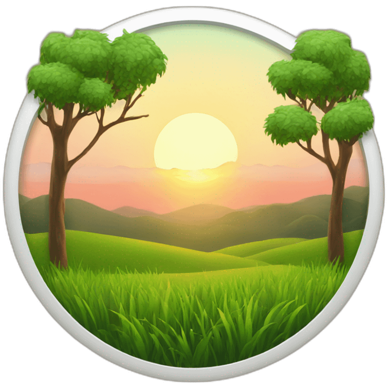 beautiful sunrise with grass and trees in frame emoji