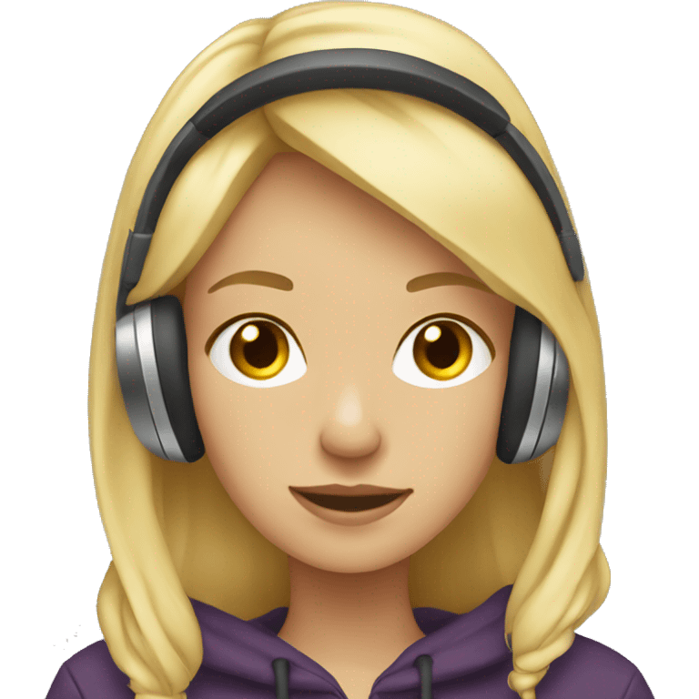 Blonde girl with headphones and hoodie  emoji