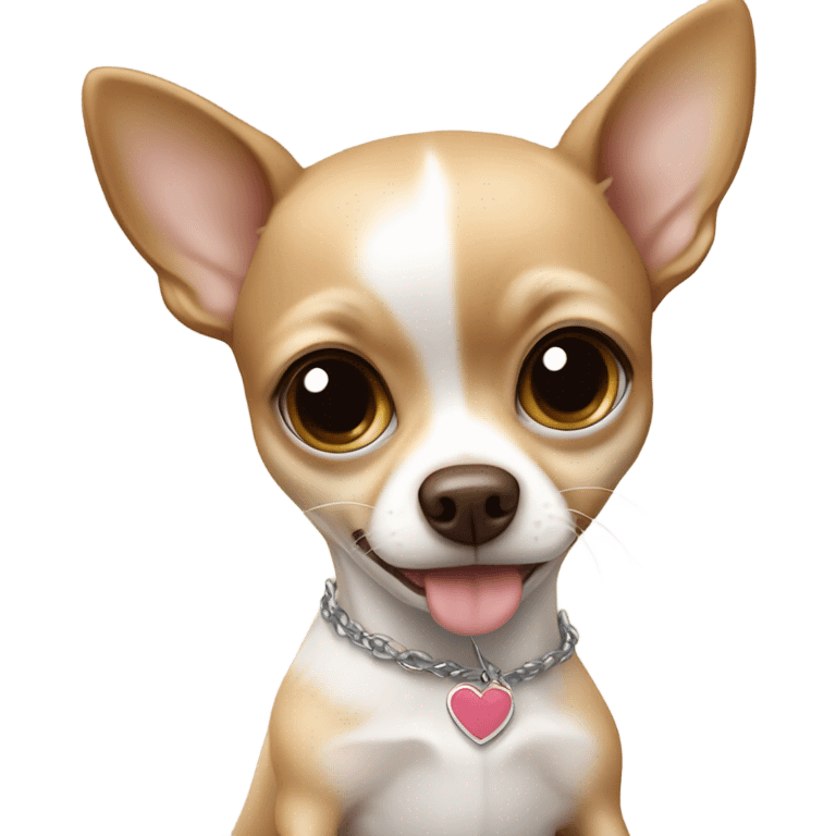 Brown and white chihuahua in the arms of a blond girl  emoji