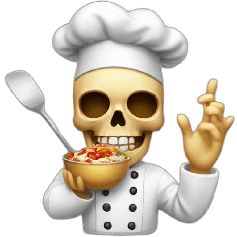 skull chef blowing a kiss heart emoji