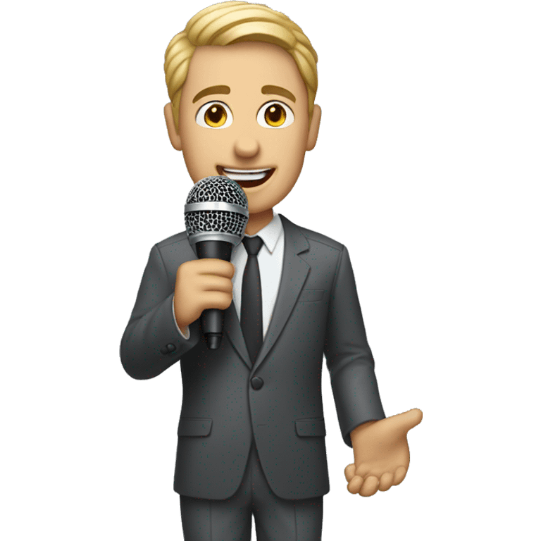 A host is holding a microphone. emoji