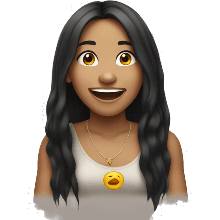 laughing lightskin girl with long black hair emoji