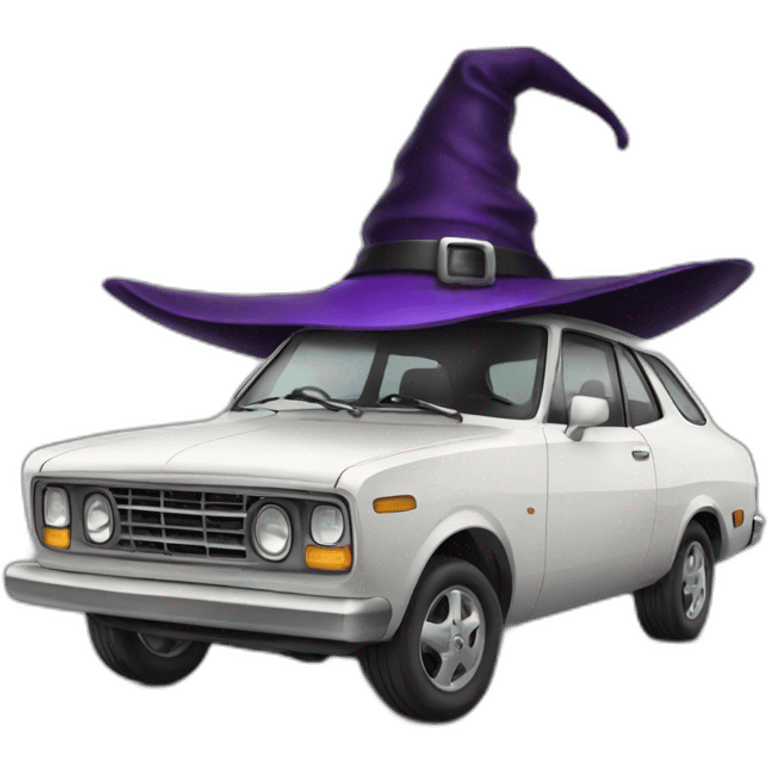 Car with witch hat emoji