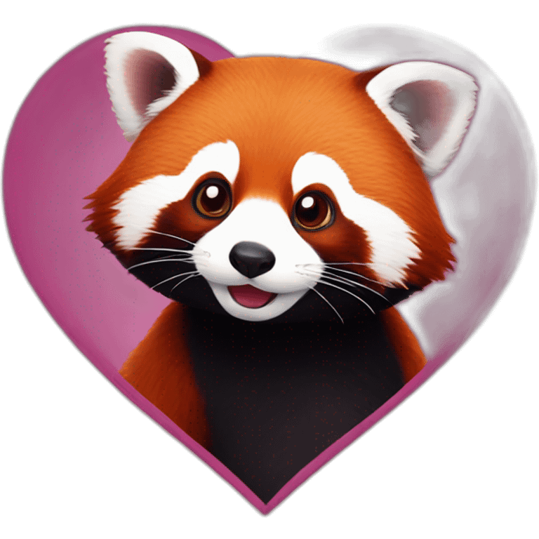 red panda inside of a heart emoji