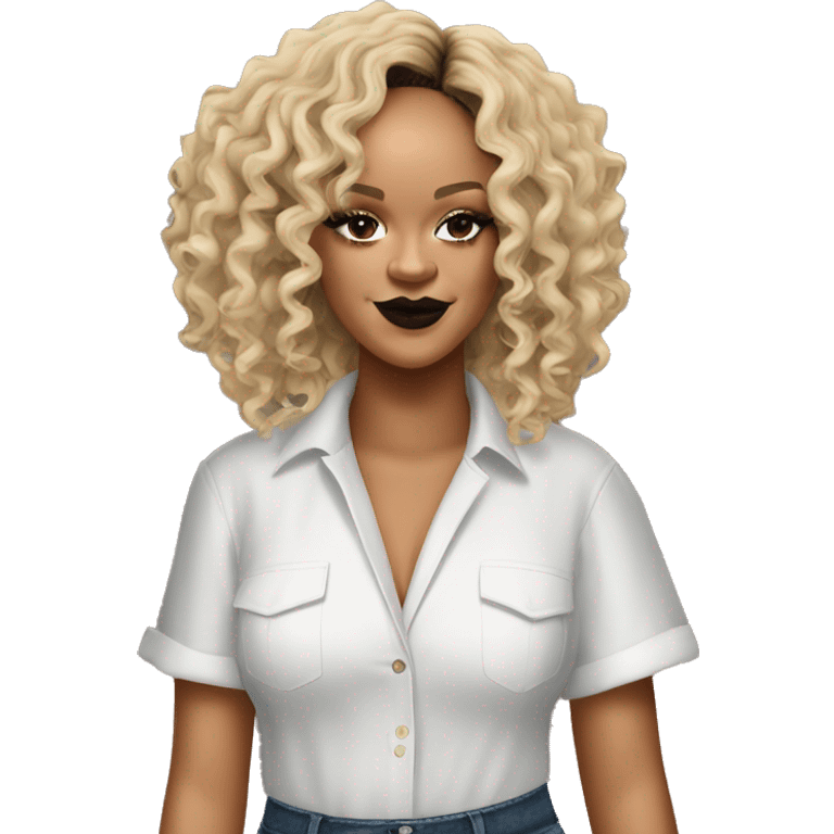 Create Rihanna with abun with curly hair  emoji