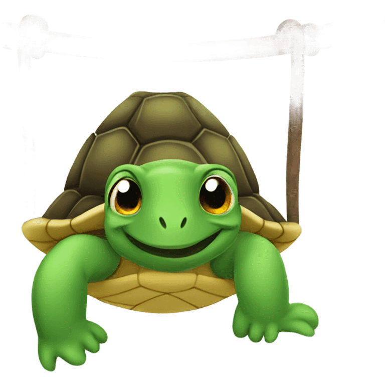 Turtle doing pull-up emoji