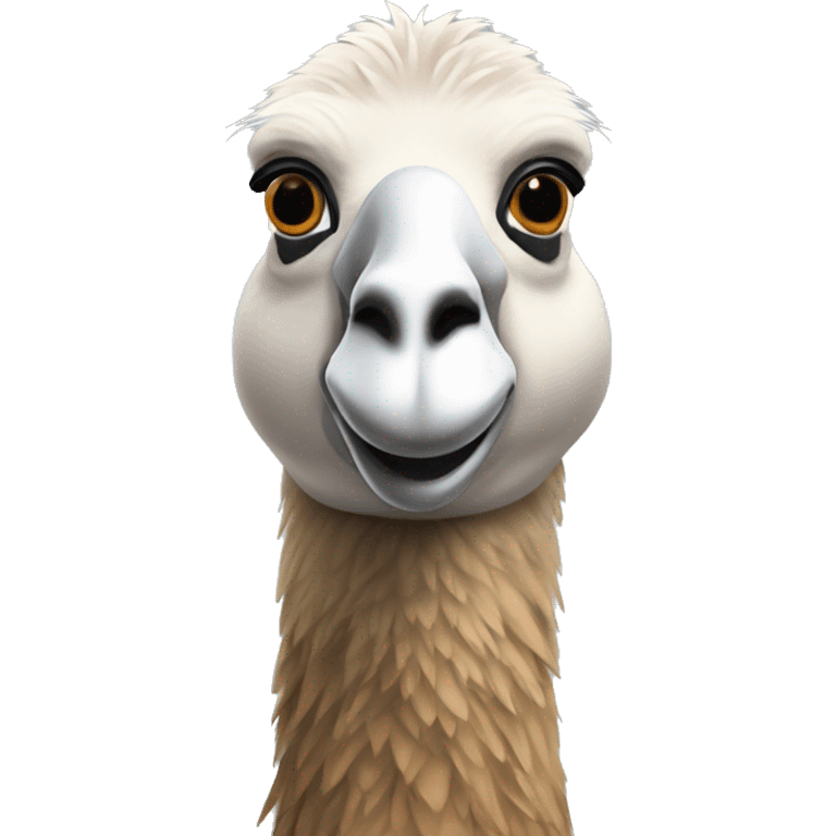 Goose’s head and neck and llama body emoji