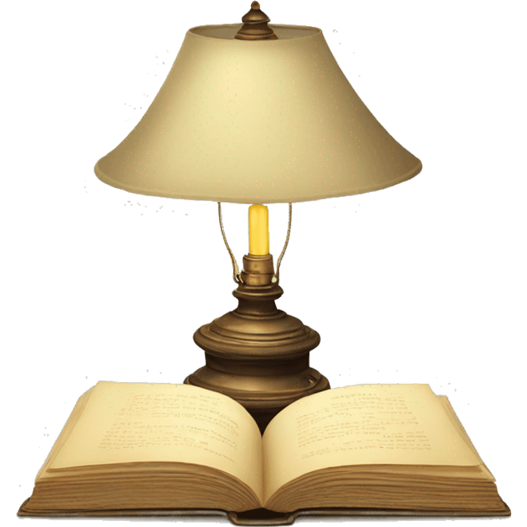 vintage lamp with open book emoji