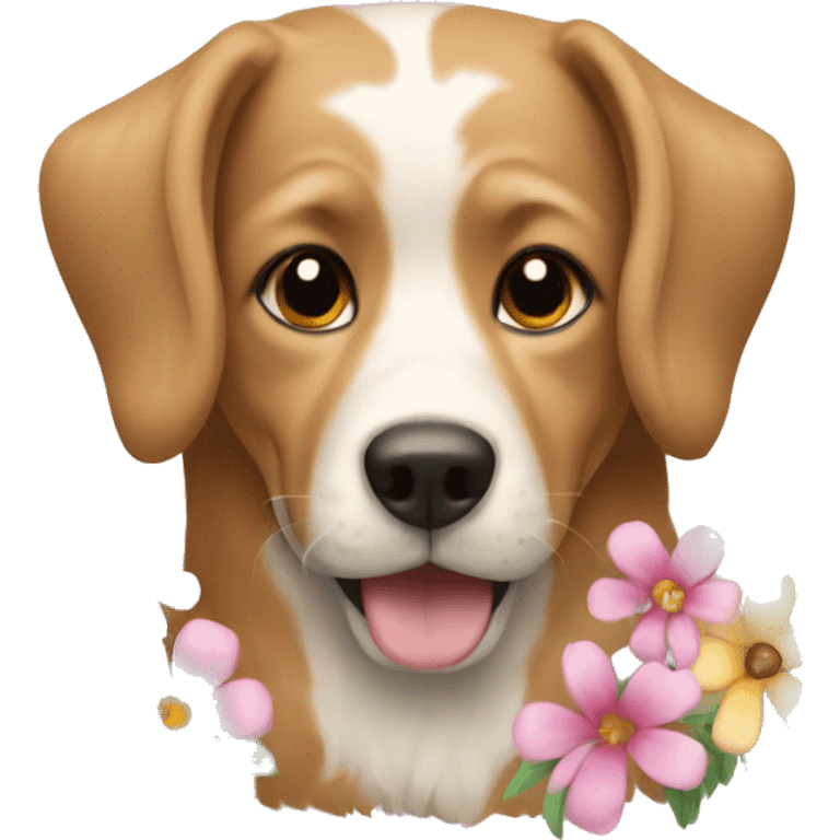 A dog with flowers  emoji