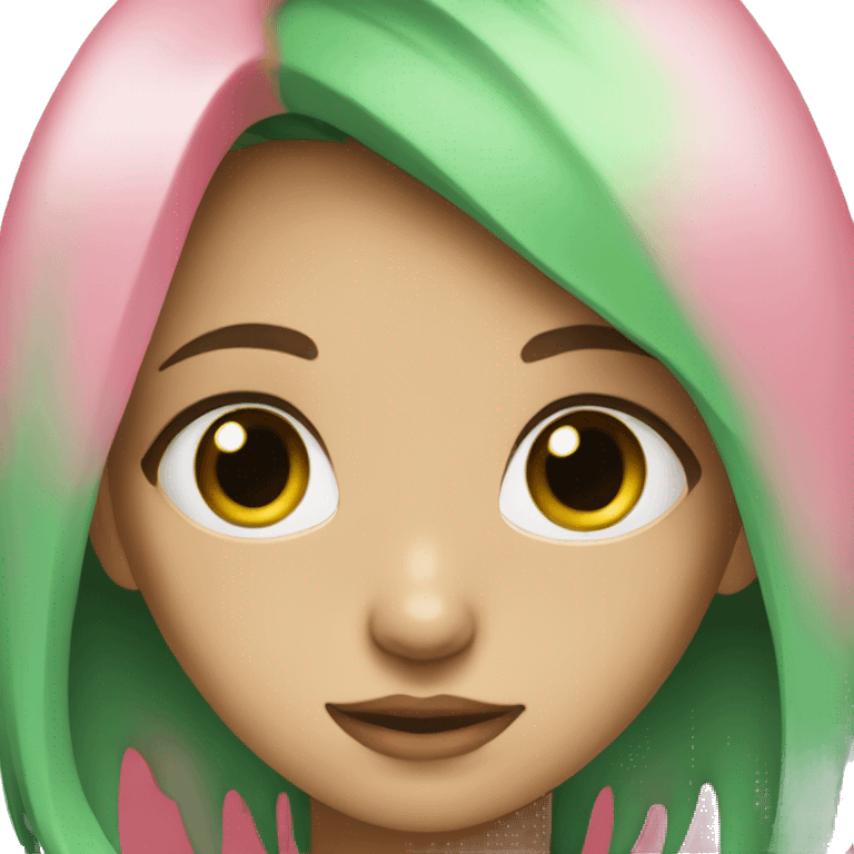 Girl with green hair and pink eyes emoji