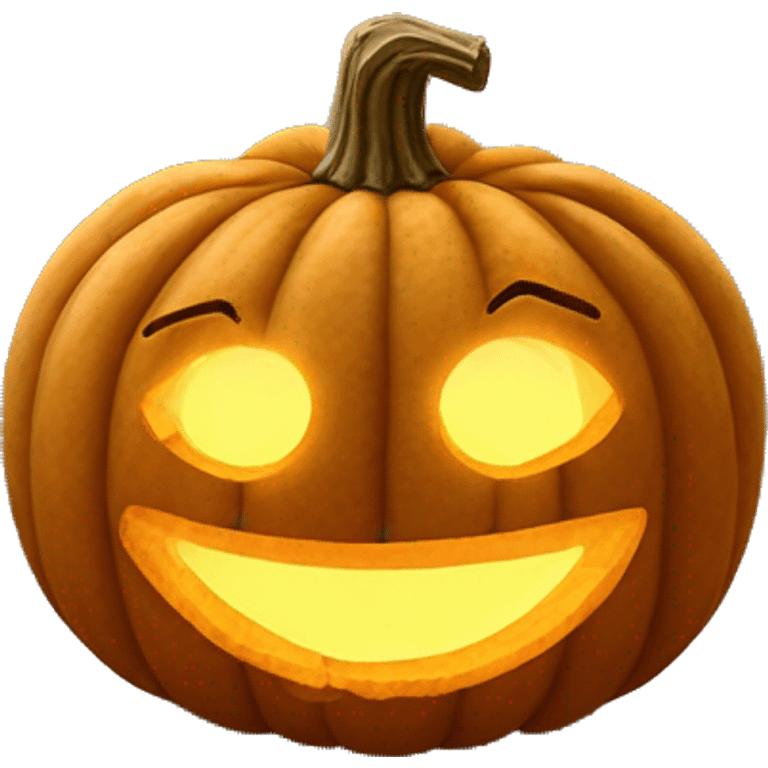 The word “THANKFUL” carved into a pumpkin, glowing from within. emoji