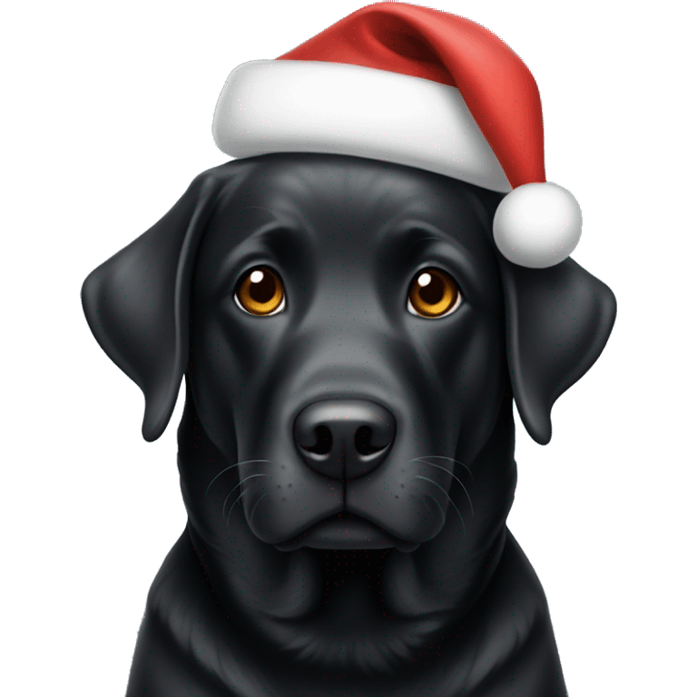 Black lab wearing Santa hat emoji