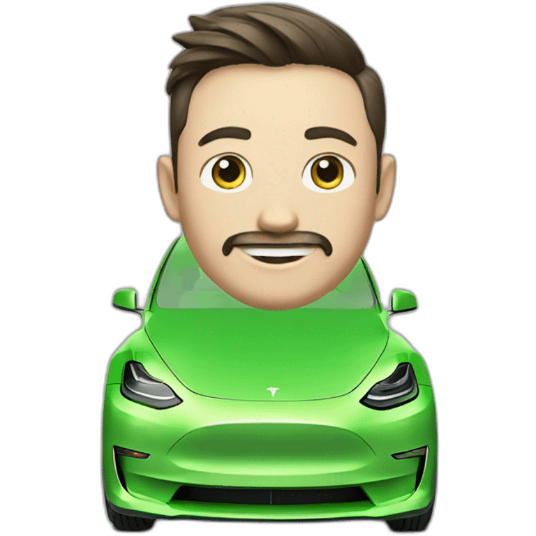 Tesla model 3 green emoji