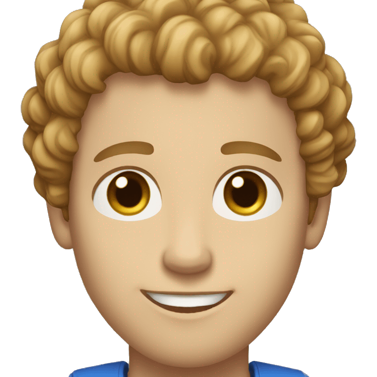 man with curly short light brown hair and blue eyes and light skin emoji