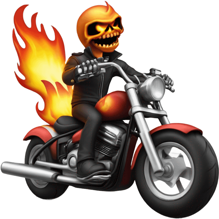 Flaming Skull Riding A Motorcycle emoji